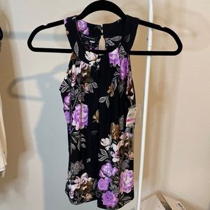 Inc Halter Floral Keyhole Blouse